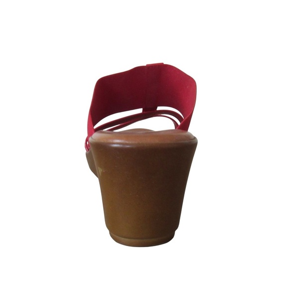 Italian Shoemakers Red Wedge Sandals Size 9 Slip On Stretch Summer Classic Italy - Picture 5 of 9